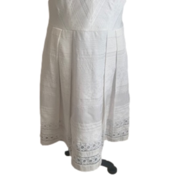 Kay Unger Dress White Sleeveless V Neck Fit And Flare 6 - Picture 4 of 7
